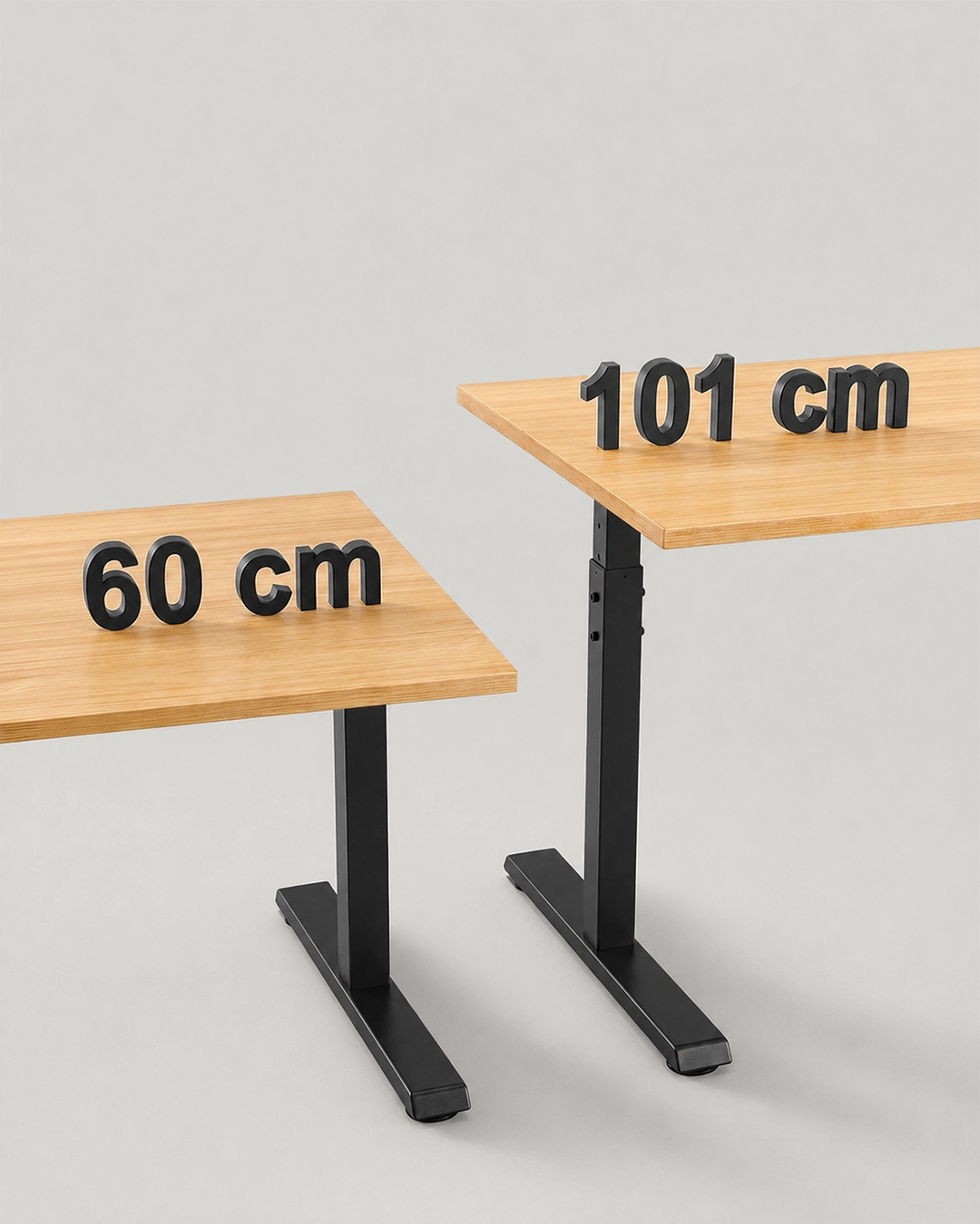 60–101 cm-es magasságállítás Manuálisan állítható magasságú asztal magasságtartománya